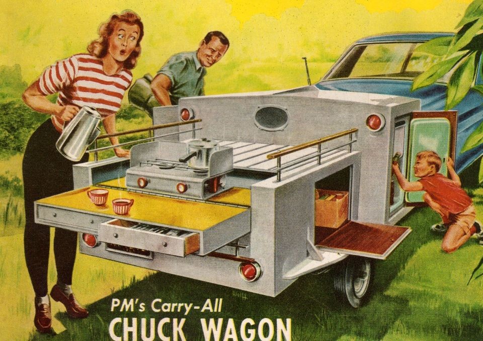 CHUCK WAGON TAIL GATE CAMPING KITCHEN PLAN CAMP TRAILER