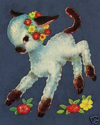   Blue Lamb Traditional 1950s Nursery Cot Decoration Decals Transfers