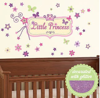   glitter wall stickers 34 decals wand stars flowes NURSERY decor