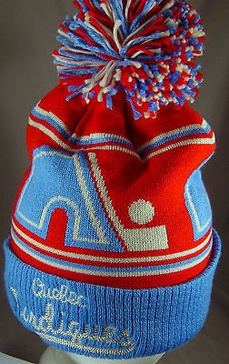 Retro CCM QUEBEC NORDIQUES Hockey Pom Knit Hat Cap