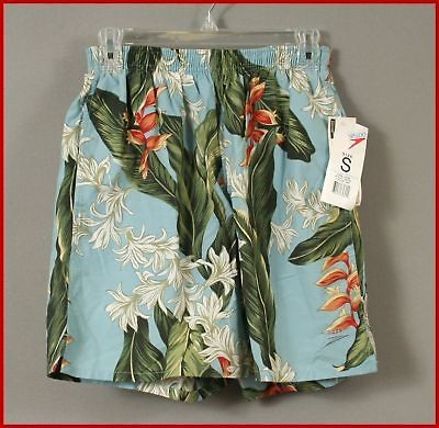 SPEEDO MENS BLUE HAWAIIAN FLORAL SWIM TRUNKS SMALL S