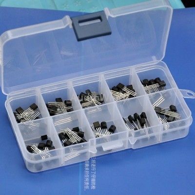 Bipolar Small Signal Transistors Assorted Kit, 10 Types, Total 100 PCS 