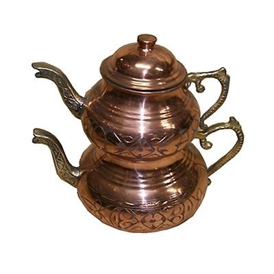 TURKISH TINNED COPPER TEA POT SET NEW