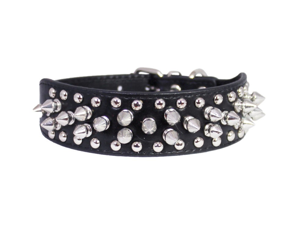   Leather Dod Collar Spiked Studded 11 14 neck size for Small Dogs