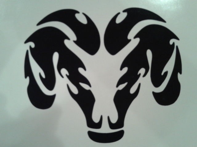   Ram Head with Flames Vinyl Film Auto Car Truck Window Sticker Decal