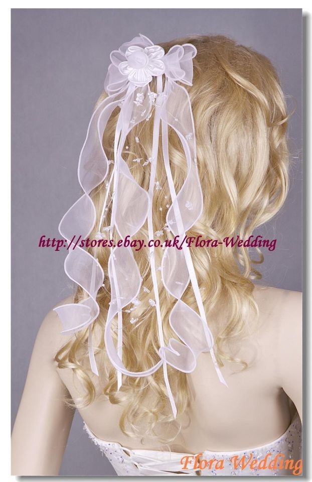 GIRL COMMUNION HEADPIECE/BRIDAL WEDDING RIBBON BOW VEIL