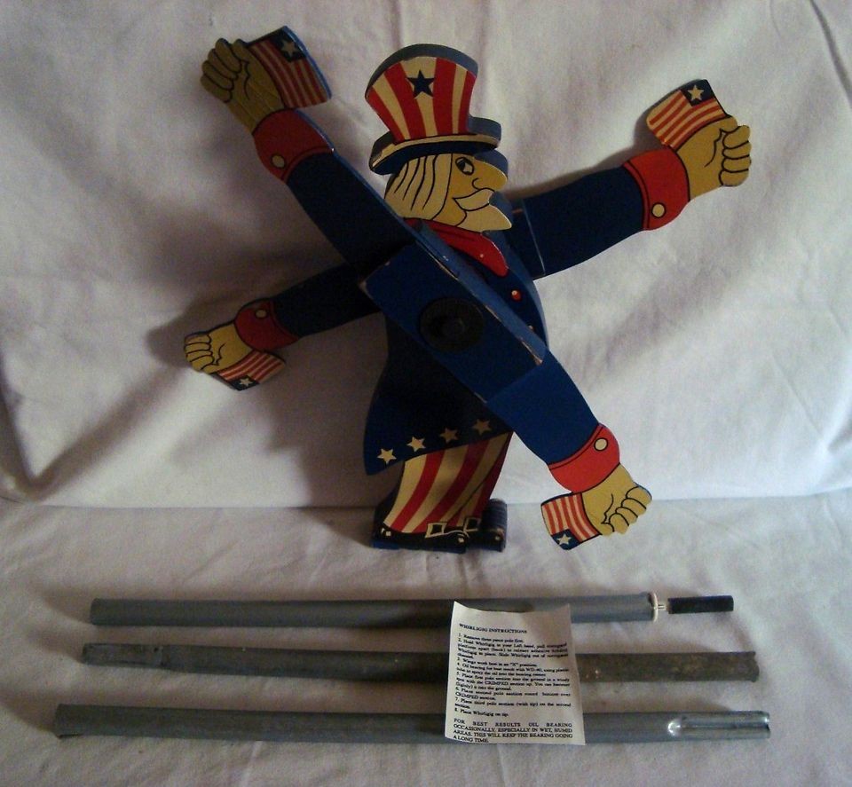 Uncle Sam Wood Whirligig W/Poles 