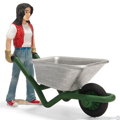 Schleich Farm   Stable Girl with Wheelbarrow Figure 13453