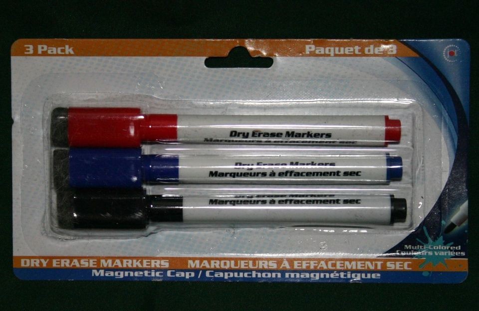 NEW*3 PACK*MAGNETIC DRY ERASE MARKERS IN FESTIVE COLOR CHOICES*WITH 