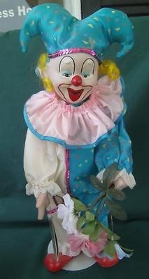   MINT LTD 16 PORCELAIN BLUE WHITE CLOWN HAPPINESS LOVE COLLECTION DOLL