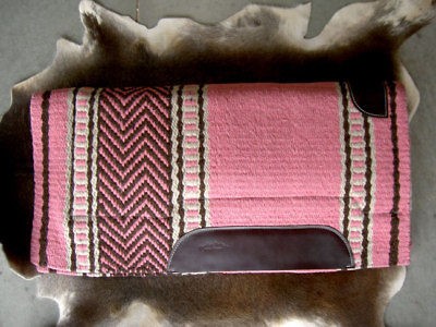 Horse Wool Classic Western Show Trail Saddle Fur Pad Pink Brown Equine 