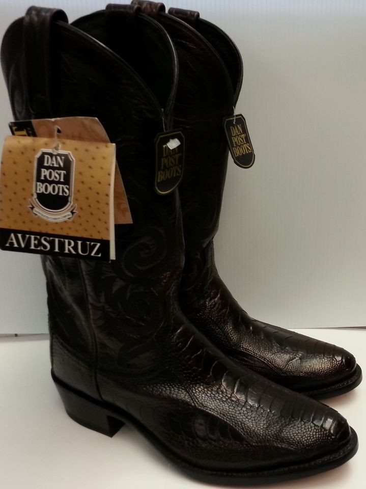 MENS COWBOY BOOT NEW DAN POST BLACK CHERRY OSTRICH LEG