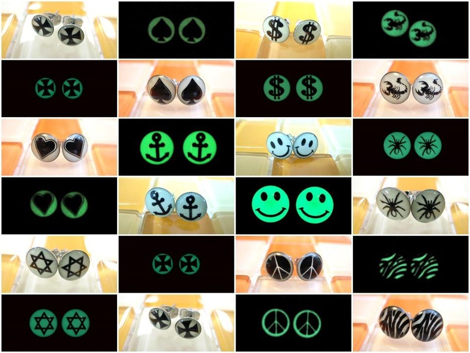   Pattern Select Hot Cool Fluorescent Fake Ear Plugs Earrings Stud