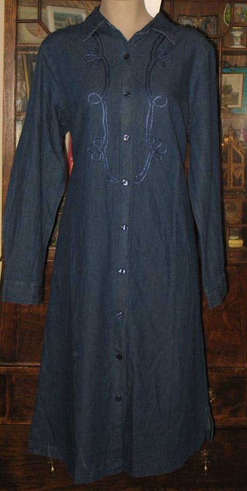 VERMONT COUNTRY STORE BUTTON FRONT DENIM DRESS L NWT