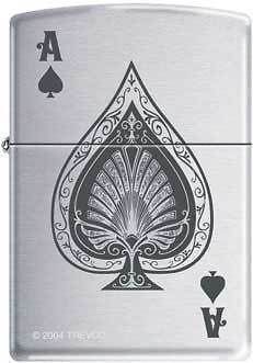 Zippo Vintage Ace of Spades Lighter, Brushed Chrome, Low Ship, 7349