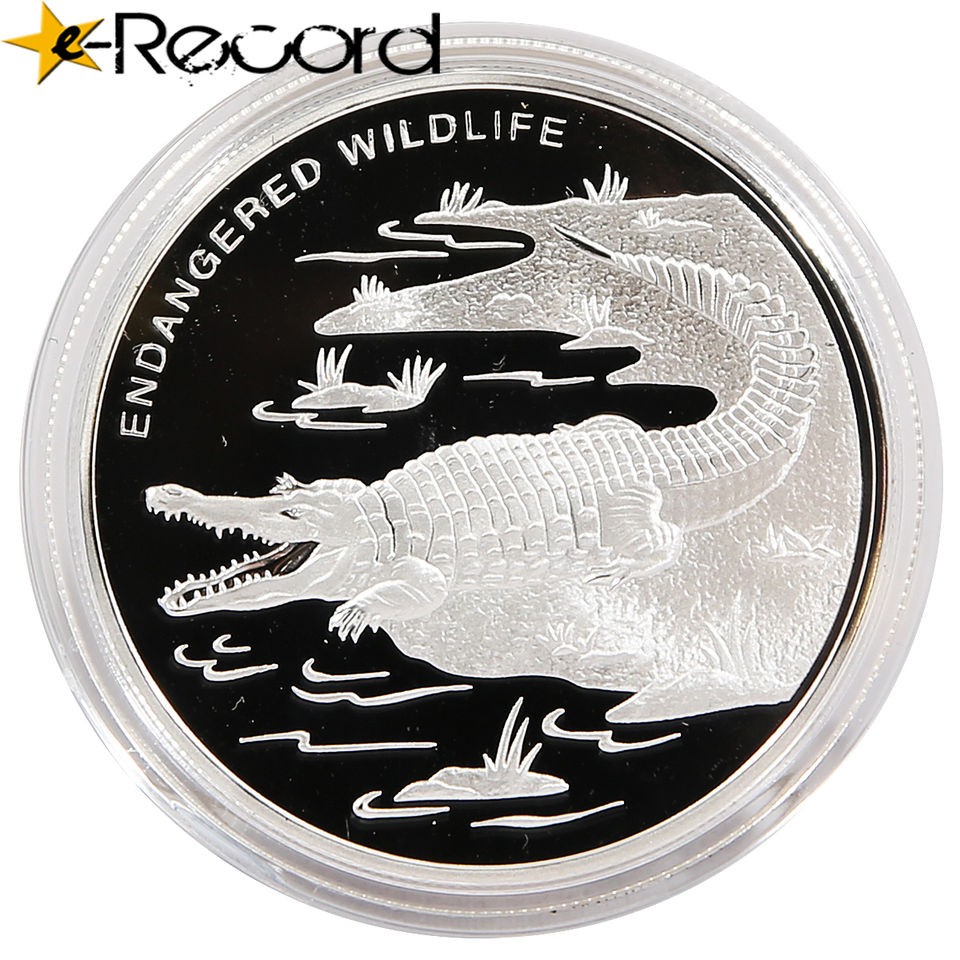   FRANC 2009 ENDANGERED WILDLIFE CROCODILE KROKODYL PROOF Silver Ag 925