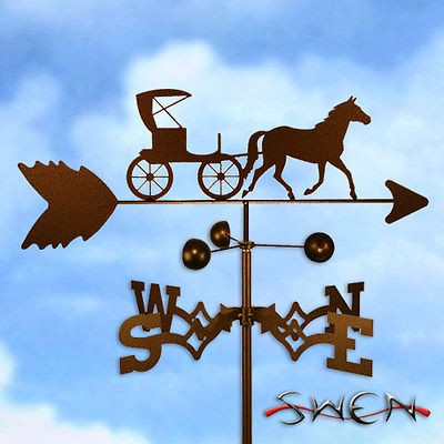 Hand Made AMISH HORSE AND BUGGY CARRIAGE Weathervane