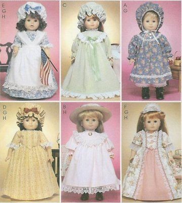 Colonial Dress Bonnett Nightie PATTERN fits AG 18in doll McCalls 3627 