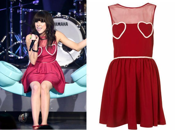 Topshop Red Heart Mesh Flippy Dress Bandeau Body con UK 6 10 12 34 38 