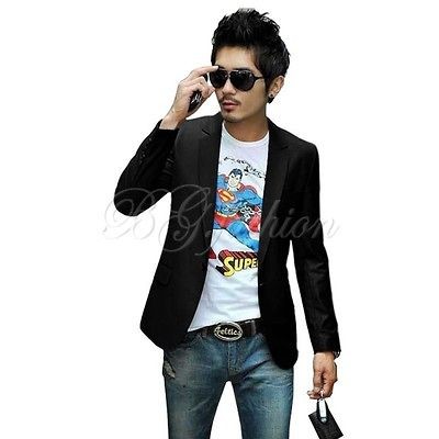 New Mens Fashion Slim Fit Casual Stylish Style One Button Blazer Coat 