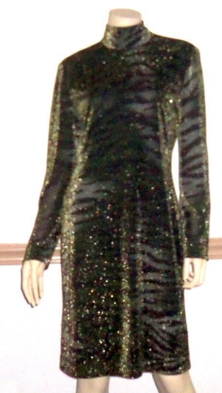 ELLEN TRACY BY LINDA ALLARD BLACK W/ GOLD SPECKLES SHEATH DRESS PRE 