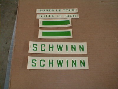 Mint Schwinn Green Super Le Tour Bicycle Decals Set