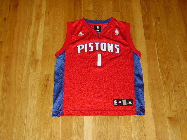 ADIDAS ALLEN IVERSON RED DETROIT PISTONS YOUTH NBA THROWBACK REPLICA 