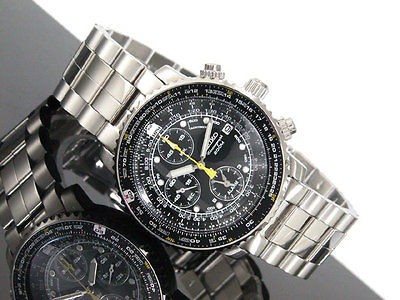 SEIKO FLIGHTMASTER CHRONO ALARM PILOT WATCH 200M SNA411