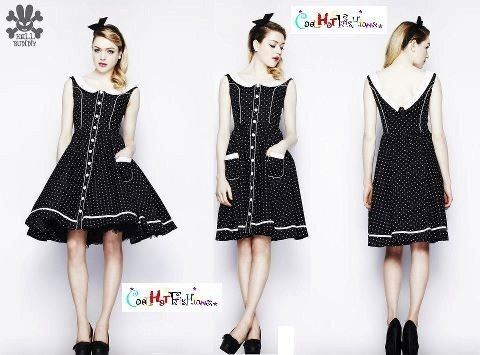 Hell Bunny School Girl Alaia Black Polka dot Rockabilly 50s pinup 