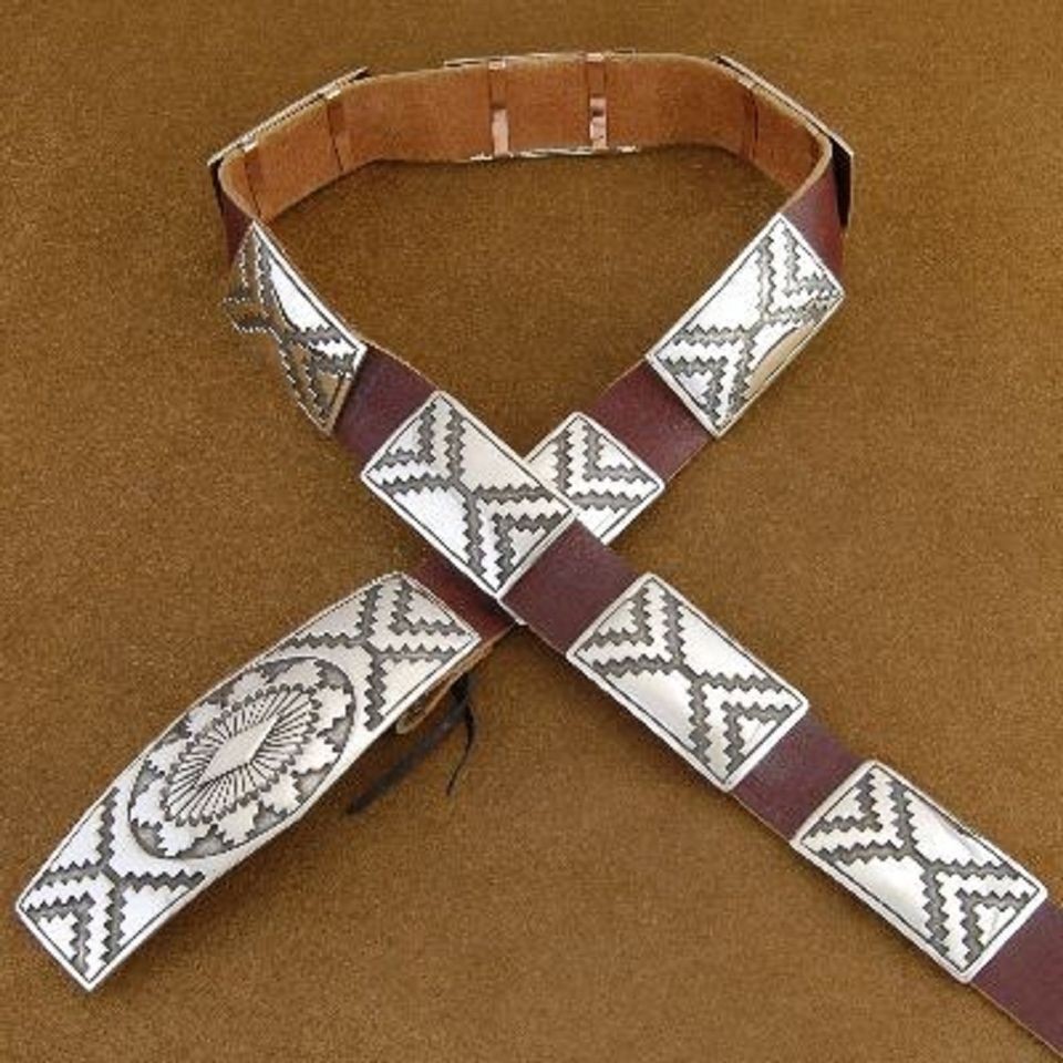   Silver Old Pawn High End Santa Fe Concho Belt by Rick Martinez