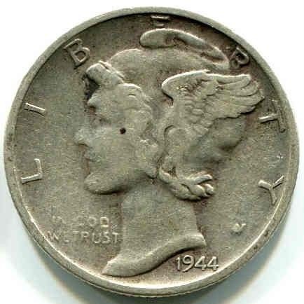 1944 S ★★★ VF MERCURY/WINGED LIBERTY SILVER DIME ★★★ 90% 