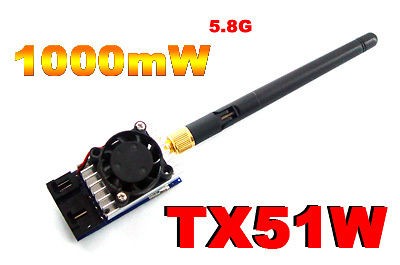 FPV 5.8G 1W 1000MW Video Audio Transmitter TX 5KM for 5.8GHz Rx 