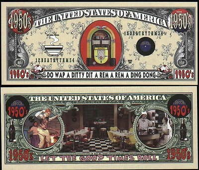 1950s JUKEBOX / DINER MILLION DOLLAR   Lot of 2 Bills