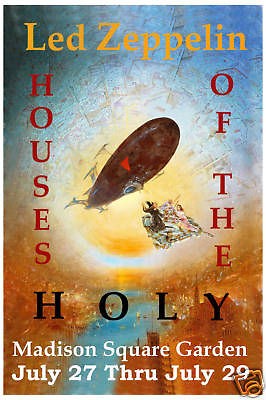 Classic Rock Led Zeppelin at Houses Of Holy NY Concert Poster Circa 