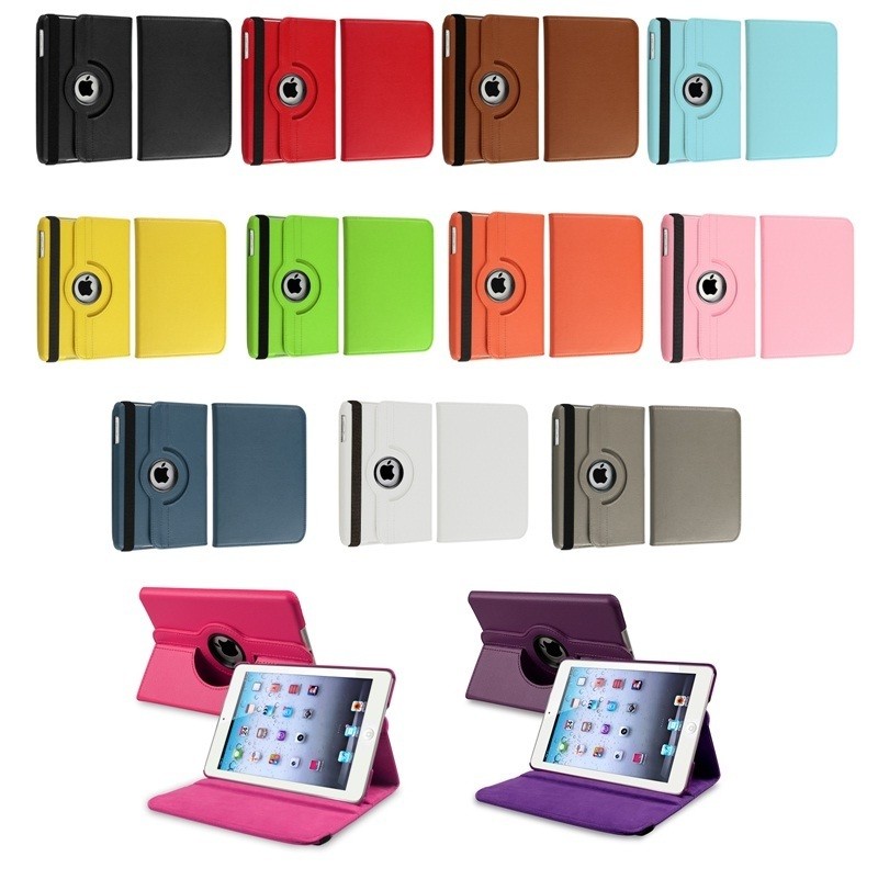 NEW 360 Degree Rotating PU Leather Case Cover w Swivel Stand for Apple 