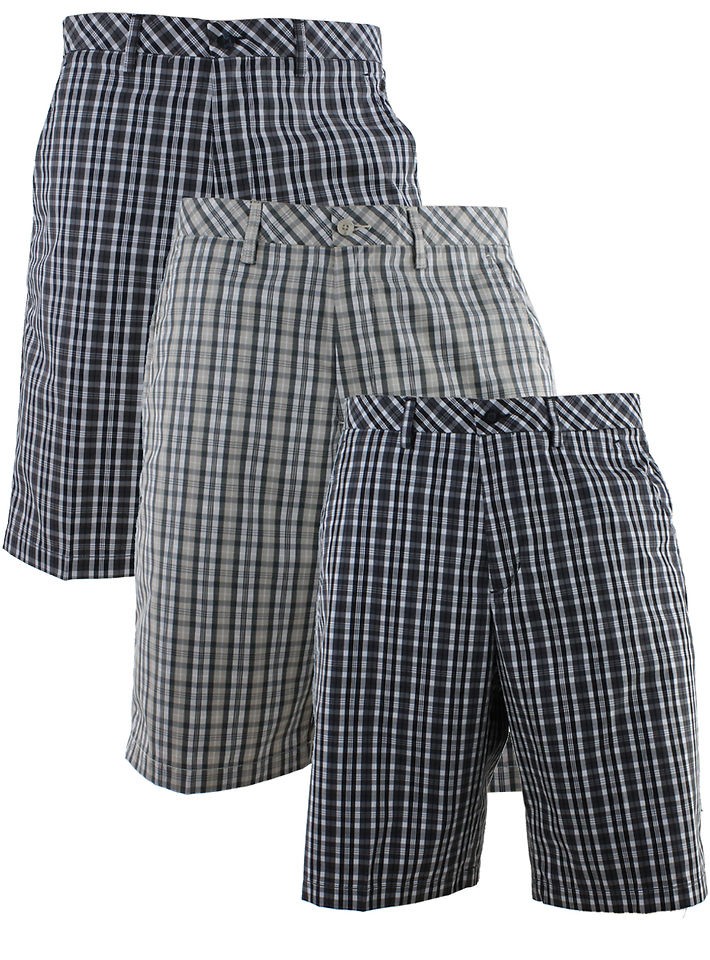 Ashworth Flat Front Plaid Mens Shorts   NEW