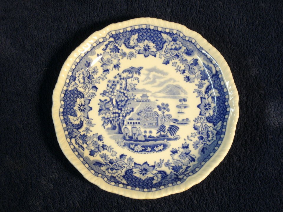 Ralph Enoch Wood Woods Seaforth Blue Saucer 5 5/8 Burslem England