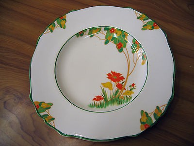 1940s James Kent Art Deco Clarice Cliff Style Square Plate Orange 