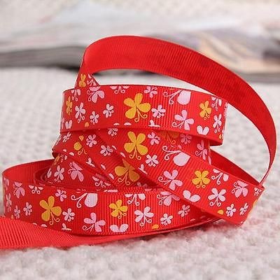 HOT~HOT~beauti​ful 20 Yards 5/8(16mm)butt​erfly red Grosgrain 