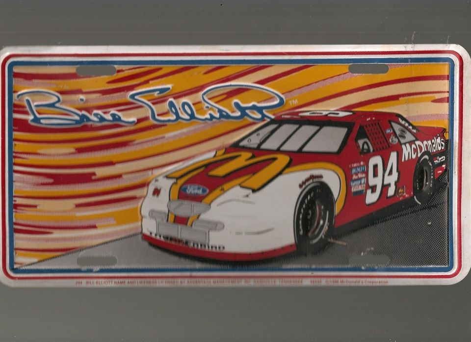 BILL ELLIOTT # 9 METAL LICENSE PLATE