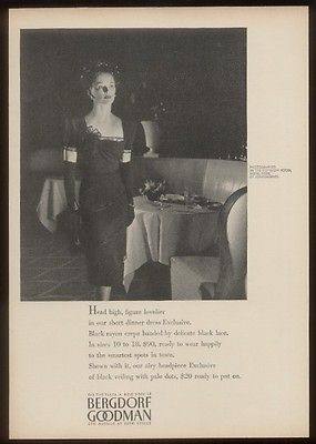 1945 black dinner dress Fonssagrives photo Bergdorf Goodman vintage 