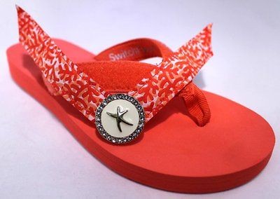 Lindsay Phillips Switchflops VELCRO Top LULU CORAL Orange Flip Flop 