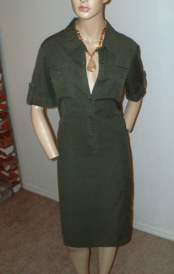 NWOT TEX MAX AZRIA Fitted Green Khaki Safari Cargo Military Style 