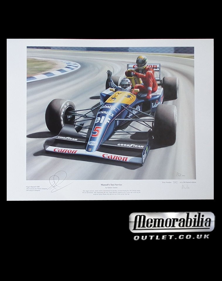   MANSELL LARGE F1 PRINT   Taxi AYRTON SENNA  Limited Edition & COA