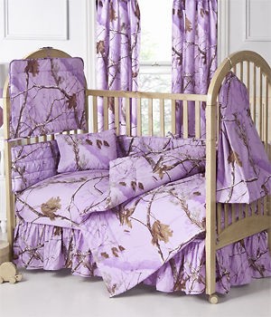 REALTREE AP LAVENDER PURPLE CAMOUFLAGE BABY CRIB BEDDING SHEETS