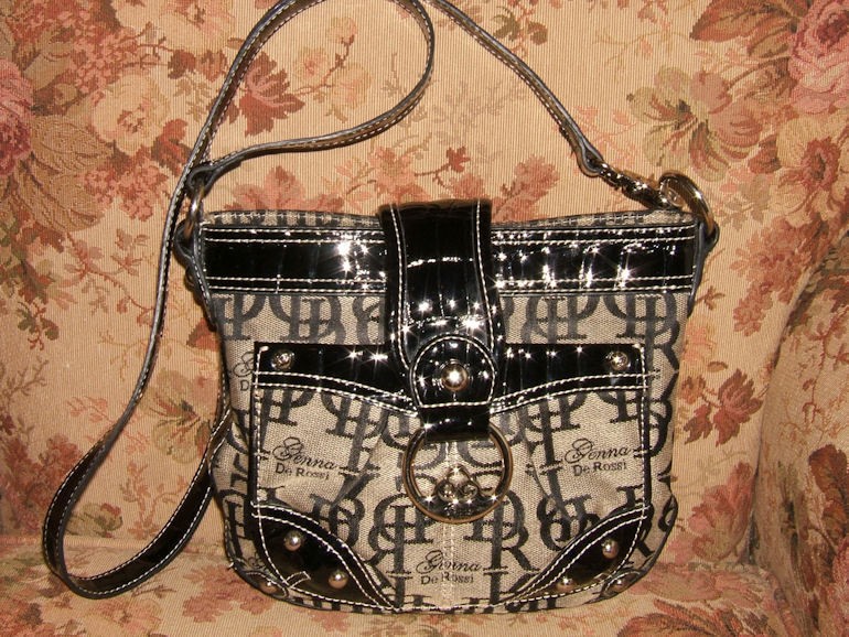 Genna De Rossi Black & Beige Cross body Shoulder bag   9 x 9