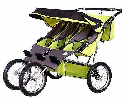 BebeLove 475 EVO TS Triple Baby Jogging Stroller Green