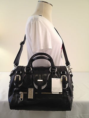 NWT BADGLEY MISCHKA CHERISE SATCHEL BAG HANDBAG BLACK LEATHER MSRP $ 