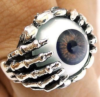   SKULL CLAW 925 STERLING SILVER RING Sz 15   EYE BALL PUNK EMO ROCK