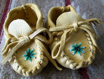 SMALL Beaded Buckskin Baby moccasins